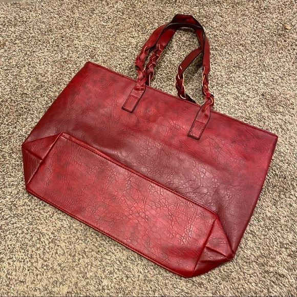 Weimeibaige Bag Large Red Braided Handle NWOT - Picture 5 of 7